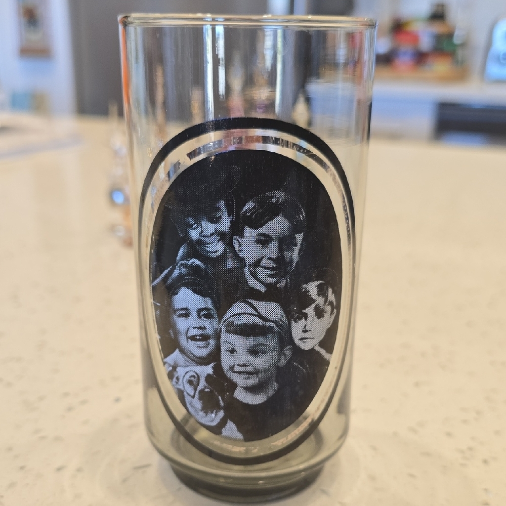 Vintage Black and White Glass Tumbler "The Little Rascals"